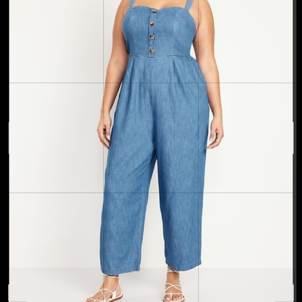 NWT Blue Linen Jumpsuit